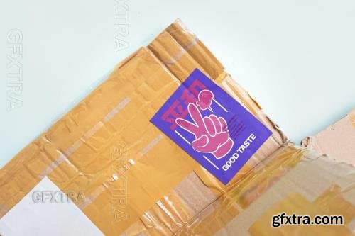 PSD Sticker Packaging Box Mockup LN5GCDR