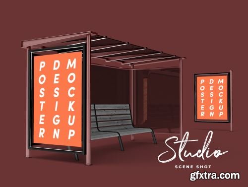 Bus Stop Poster Design Mockup Ui8.net