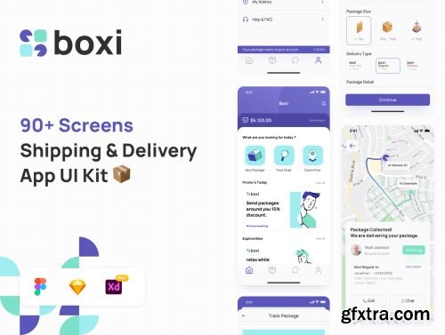 Boxi - Shipping & Delivery App UI Kit Ui8.net