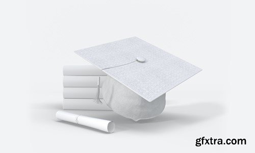 Graduation Cap with Books Psd Mockups QGC85Y5