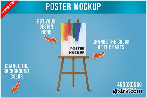 Poster Easel Stand Mockup GSCWLW7