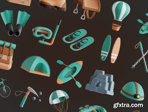 Adventure Sports 3D Icon Set Ui8.net