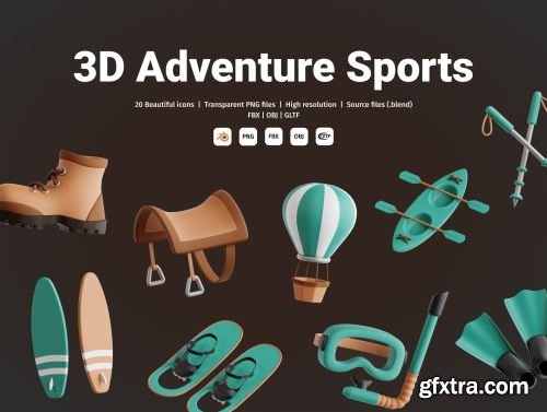 Adventure Sports 3D Icon Set Ui8.net