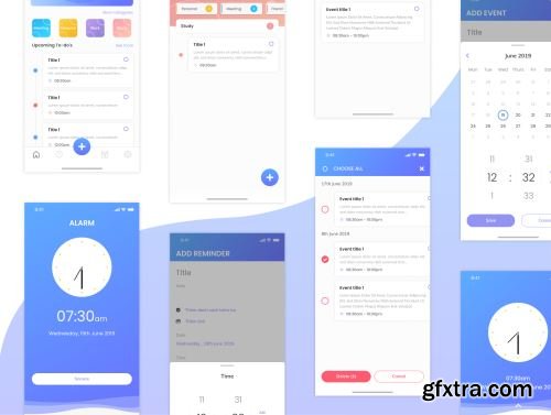 Taskminder - Task, Alarm and Event remind Mobile App UI Kit Ui8.net