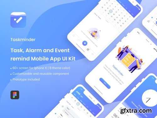 Taskminder - Task, Alarm and Event remind Mobile App UI Kit Ui8.net