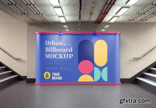 Subway Pop Up Billboard Advertisement Scene Mockup WLETVQL