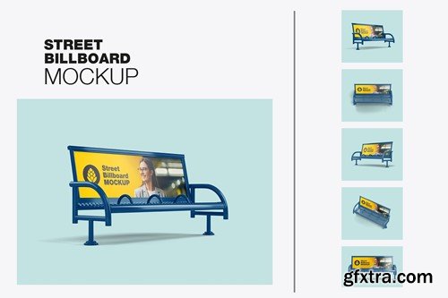 Set Metallic Bench Mockup 5Q9X2DP