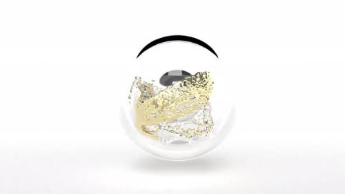 Videohive - Gold Silver Glass Sphere 3d Style on White Back - 47597291 - 47597291