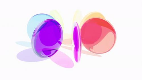 Videohive - Colorful Translucent Glass Blocks Spin and Rotate on White Back Round Lenses Able to Loop Seamless - 47597378 - 47597378