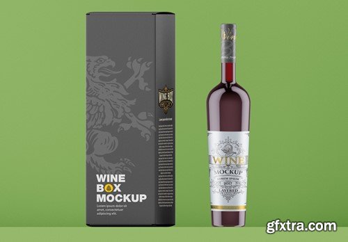 Pack Box and Wine Bottles Mockup 4JS9W4L