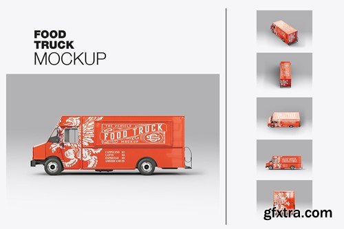 Pack Step Van Food Truck Mockup 25DAHHU