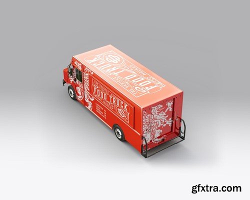 Pack Step Van Food Truck Mockup 25DAHHU