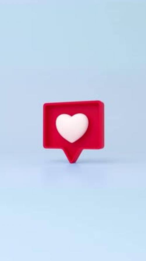 Videohive - Icon red like heart on blue background. Animation cartoon popping up and spinning. - 47598304 - 47598304