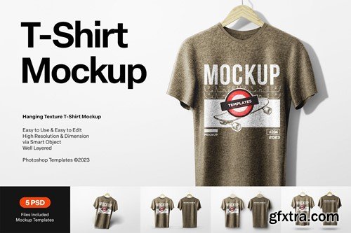 Hanging Texture T-Shirt Mockup EL2CY7K