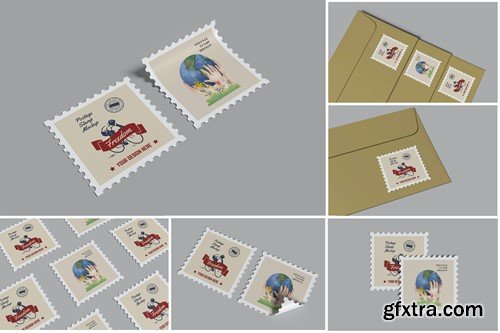 Postage Stamp Mockup 2R378ME