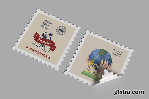 Postage Stamp Mockup 2R378ME