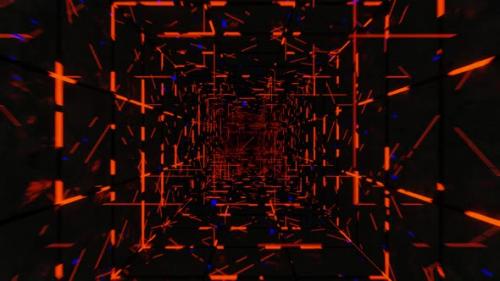 Videohive - Tunnel Orange With Lines And Blue Particle Loop Vj - 47598560 - 47598560