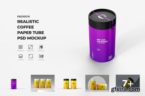 Cylindrical Paper Tube Round Box Mockup 250 Gram VHTWE3D