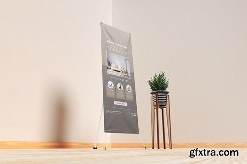 X Stand Banner Mockups BJ53ETY