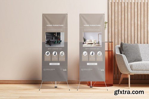 X Stand Banner Mockups BJ53ETY