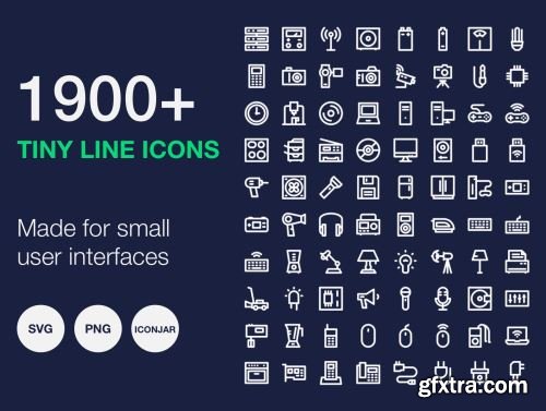 Tiny Line Icons – 1900+ Bundle Ui8.net