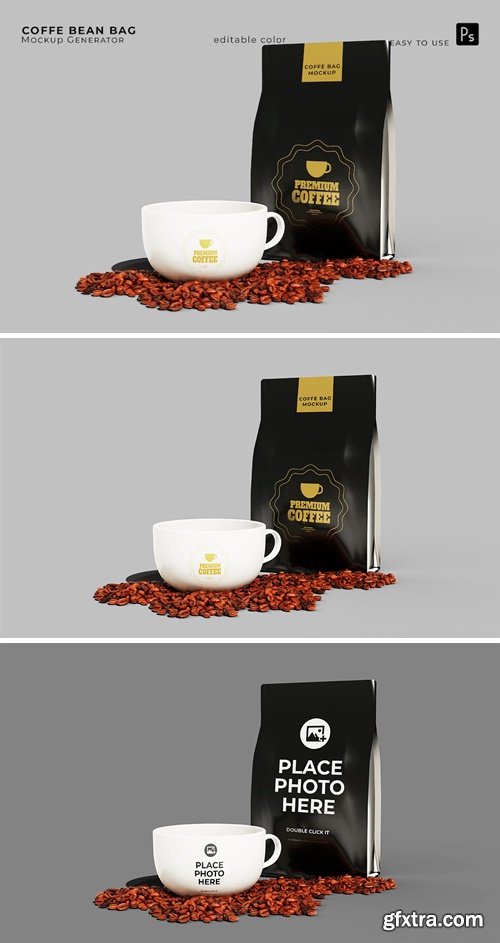 Coffe Bean Bag Branding Mockup 7LS7CZV