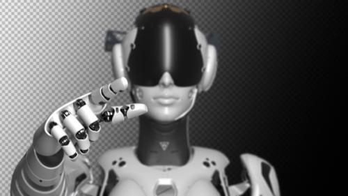 Videohive - the robot makes a gesture with his index finger. there is an alpha channel - 47634779 - 47634779