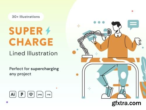 Supercharge Lined Illustration Ui8.net