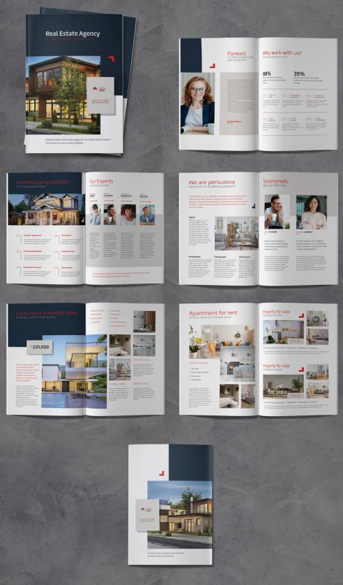 Business Brochure for Real Estate Company with Blue, Red and Beige Accents 637026426