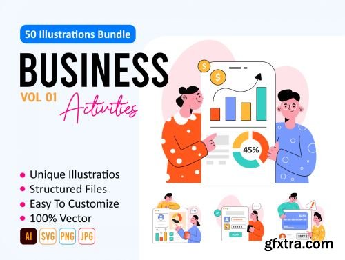 50 Business Activities Illustrations Ui8.net