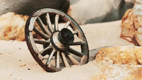 Videohive - Old Tradition Waggon Wheel on the Sand - 47639410 - 47639410