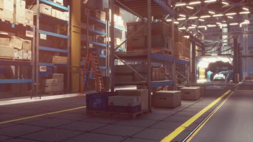 Videohive - Rows of Shelves with Boxes in Warehouse - 47639701 - 47639701