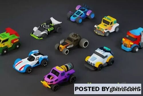 Low Poly Tiny Cartoon Racing Cars Asset Pack v1.0
