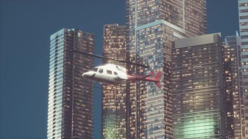 Videohive - Helicopter Flies Through Center of Big City - 47640472 - 47640472