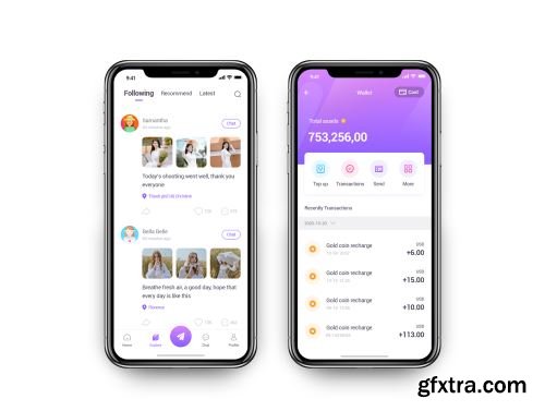 Stranger Chat - Purple social app UIkit Ui8.net