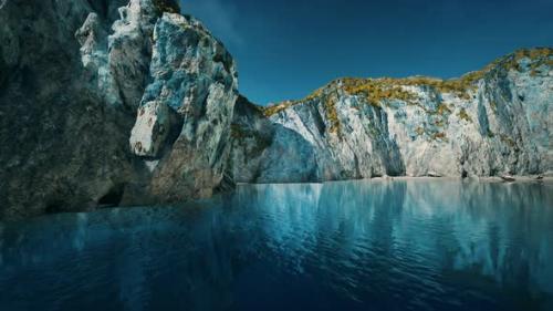 Videohive - Panoramic View of Nice Rocky Huge Cliff and Sea - 47640858 - 47640858