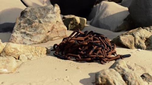 Videohive - Old Rusted Chain in the Sand - 47640874 - 47640874