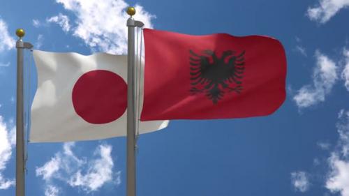 Videohive - Japan Flag Vs Albania Flag On Flagpole - 47645568 - 47645568