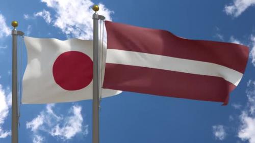 Videohive - Japan Flag Vs Latvia Flag On Flagpole - 47645618 - 47645618