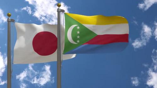 Videohive - Japan Flag Vs Comoros Flag On Flagpole - 47645622 - 47645622