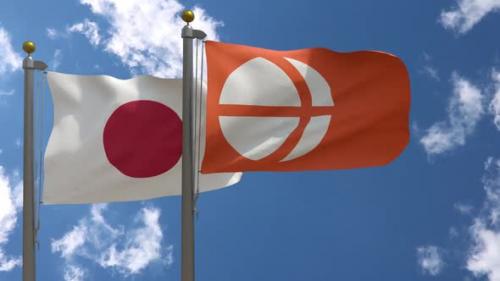 Videohive - Japan Flag Vs Nagano Prefecture Flag On Flagpole - 47645774 - 47645774