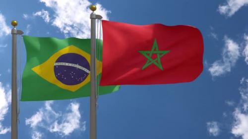 Videohive - Brazil Flag Vs Morocco Flag On Flagpole - 47645829 - 47645829