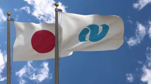 Videohive - Japan Flag Vs Nagasaki Prefecture Flag On Flagpole - 47645981 - 47645981