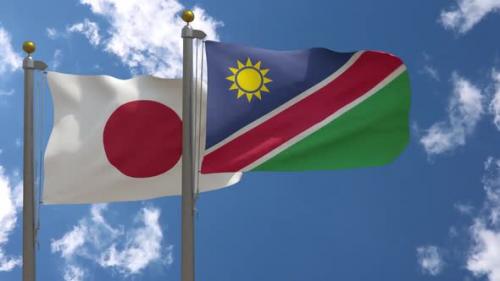 Videohive - Japan Flag Vs Namibia Flag On Flagpole - 47646143 - 47646143