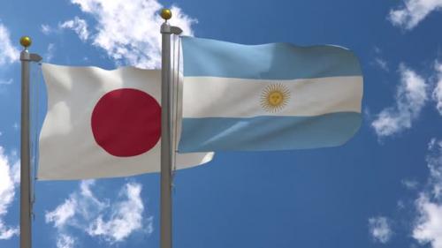 Videohive - Japan Flag Vs Argentina Flag On Flagpole - 47646148 - 47646148