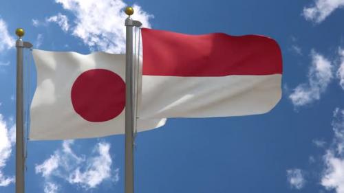 Videohive - Japan Flag Vs Monaco Flag On Flagpole - 47646150 - 47646150