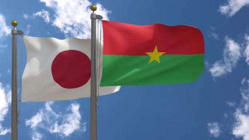 Videohive - Japan Flag Vs Burkina Faso Flag On Flagpole - 47646154 - 47646154