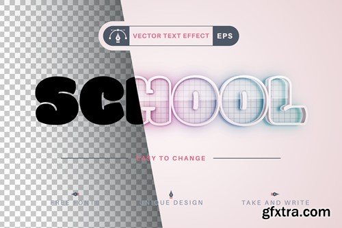 Stroke School - Editable Text Effect, Font Style TTFW3D9