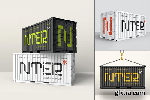 Shipping Container Storage Psd Mockup Set FYGCKY7