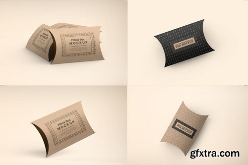 Kraft Paper Pillow Box Mockups JDNCAEV